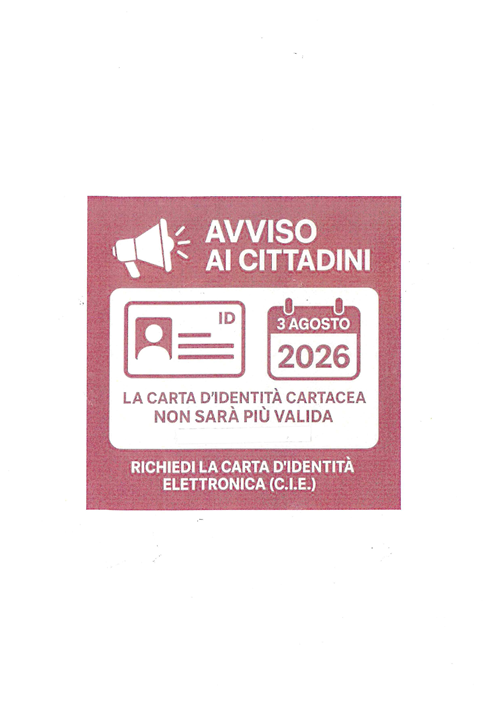 Cessazione di validità delle carte d'Identità Cartacee